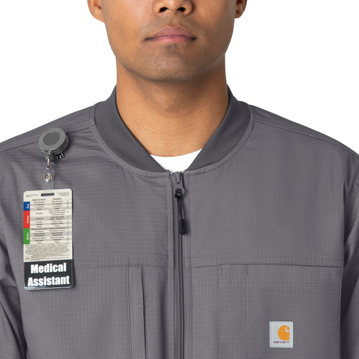 Rugged Flex Ripstop Men's Utility Warm-Up Jacket Pewter front detail
