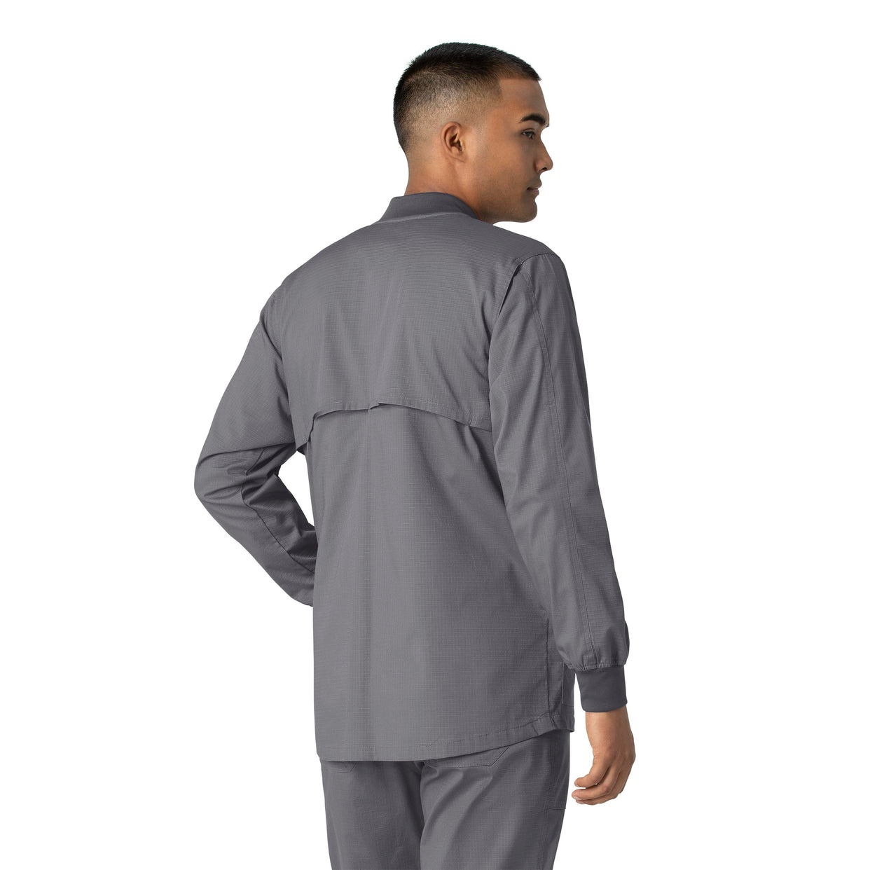 Rugged Flex Ripstop Men's Utility Warm-Up Jacket Pewter back view