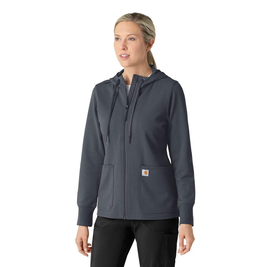 Layers Women's Full Zip Waffle Hoodie Approaching Storm