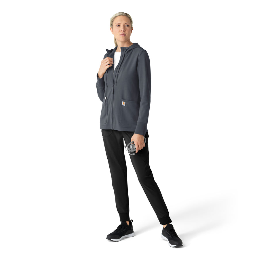 Layers Women's Full Zip Waffle Hoodie Approaching Storm full scrub set