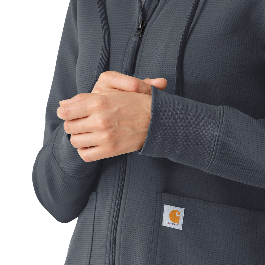 Layers Women's Full Zip Waffle Hoodie Approaching Storm front detail