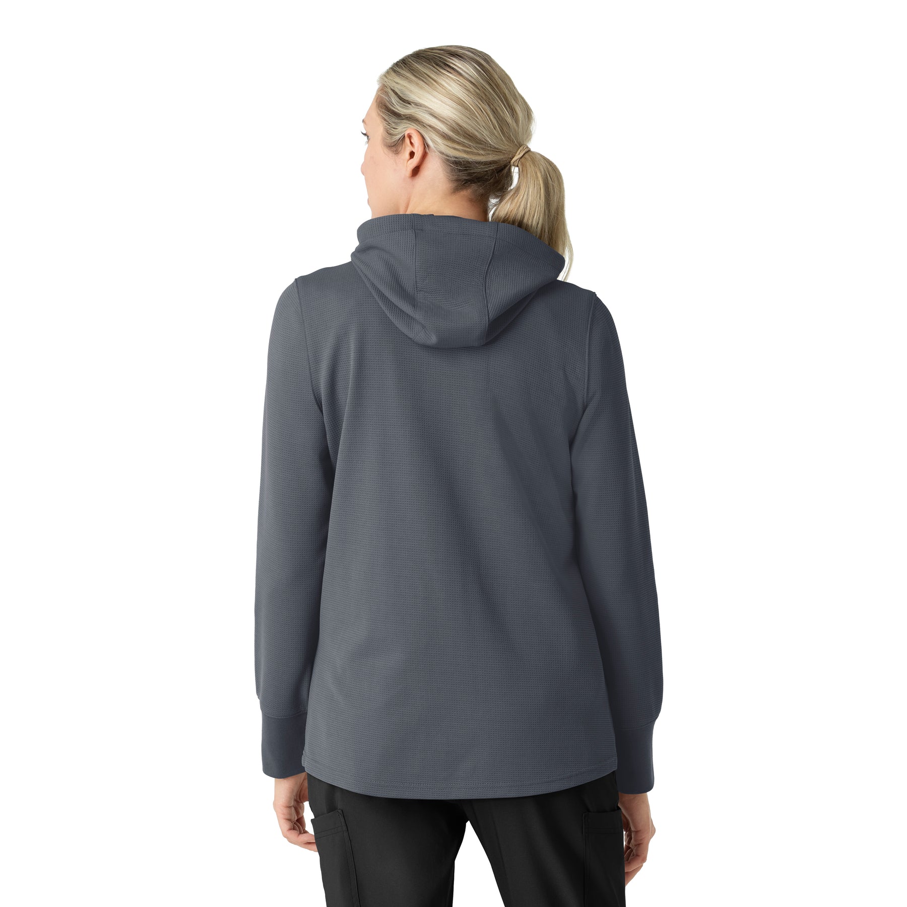 Layers Women's Full Zip Waffle Hoodie Approaching Storm back view