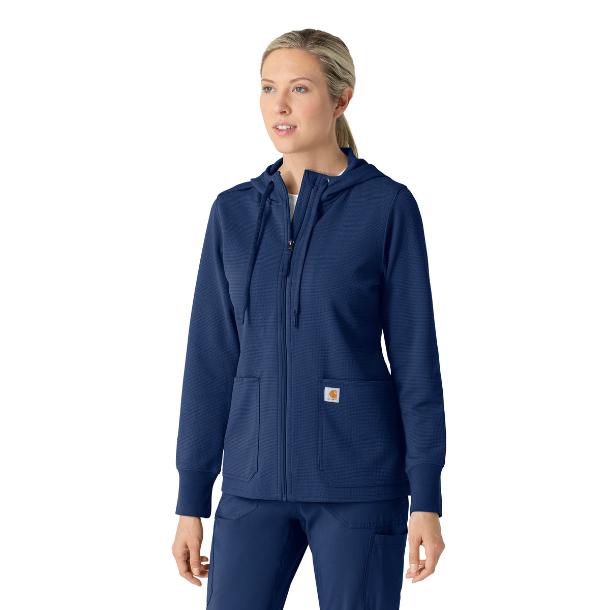 Layers Women's Full Zip Waffle Hoodie Navy