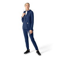 Layers Women's Full Zip Waffle Hoodie Navy full scrub set