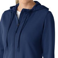 Layers Women's Full Zip Waffle Hoodie Navy back detail
