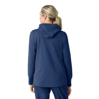 Layers Women's Full Zip Waffle Hoodie Navy back view
