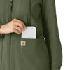 Layers Women's Full Zip Waffle Hoodie Olive side detail 2