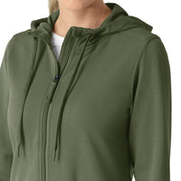 Layers Women's Full Zip Waffle Hoodie Olive back detail