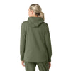 Layers Women's Full Zip Waffle Hoodie Olive back view