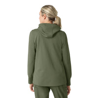 Layers Women's Full Zip Waffle Hoodie Olive back view