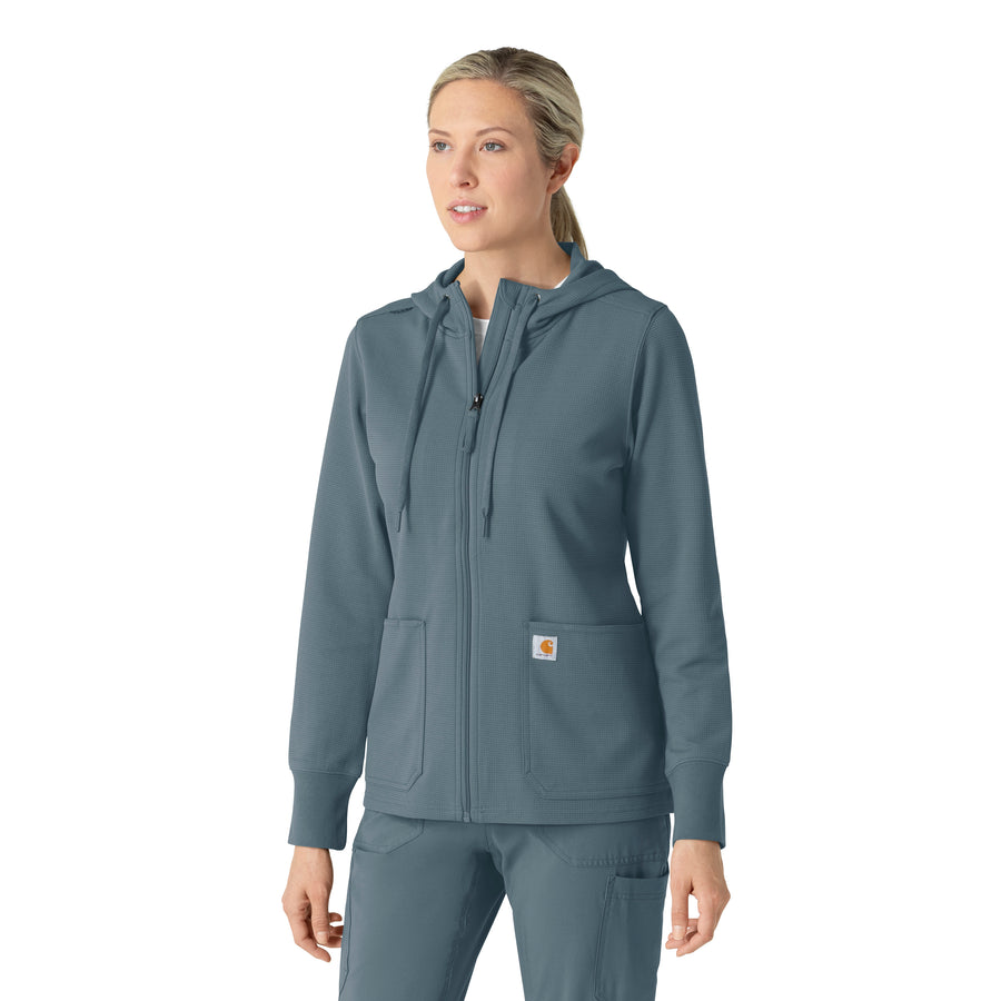 Layers Women's Full Zip Waffle Hoodie Rolling Thunder