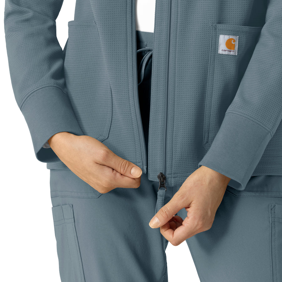 Layers Women's Full Zip Waffle Hoodie Rolling Thunder side view