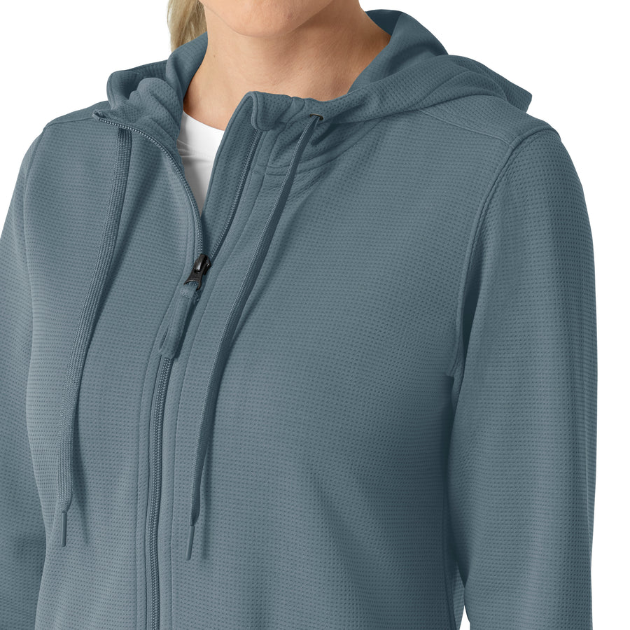Layers Women's Full Zip Waffle Hoodie Rolling Thunder back detail