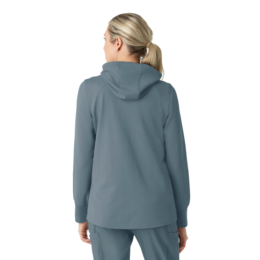 Layers Women's Full Zip Waffle Hoodie Rolling Thunder back view