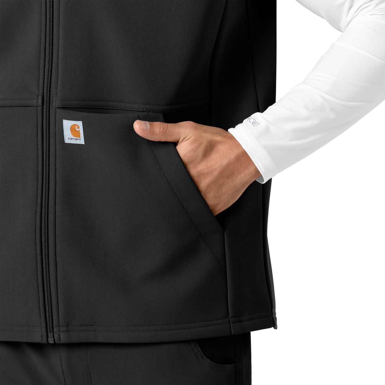 Rugged Flex Men's Bonded Fleece Vest Black hemline detail