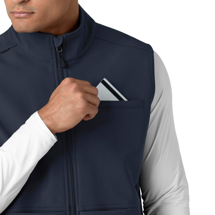 Rugged Flex Men's Bonded Fleece Vest Navy front detail