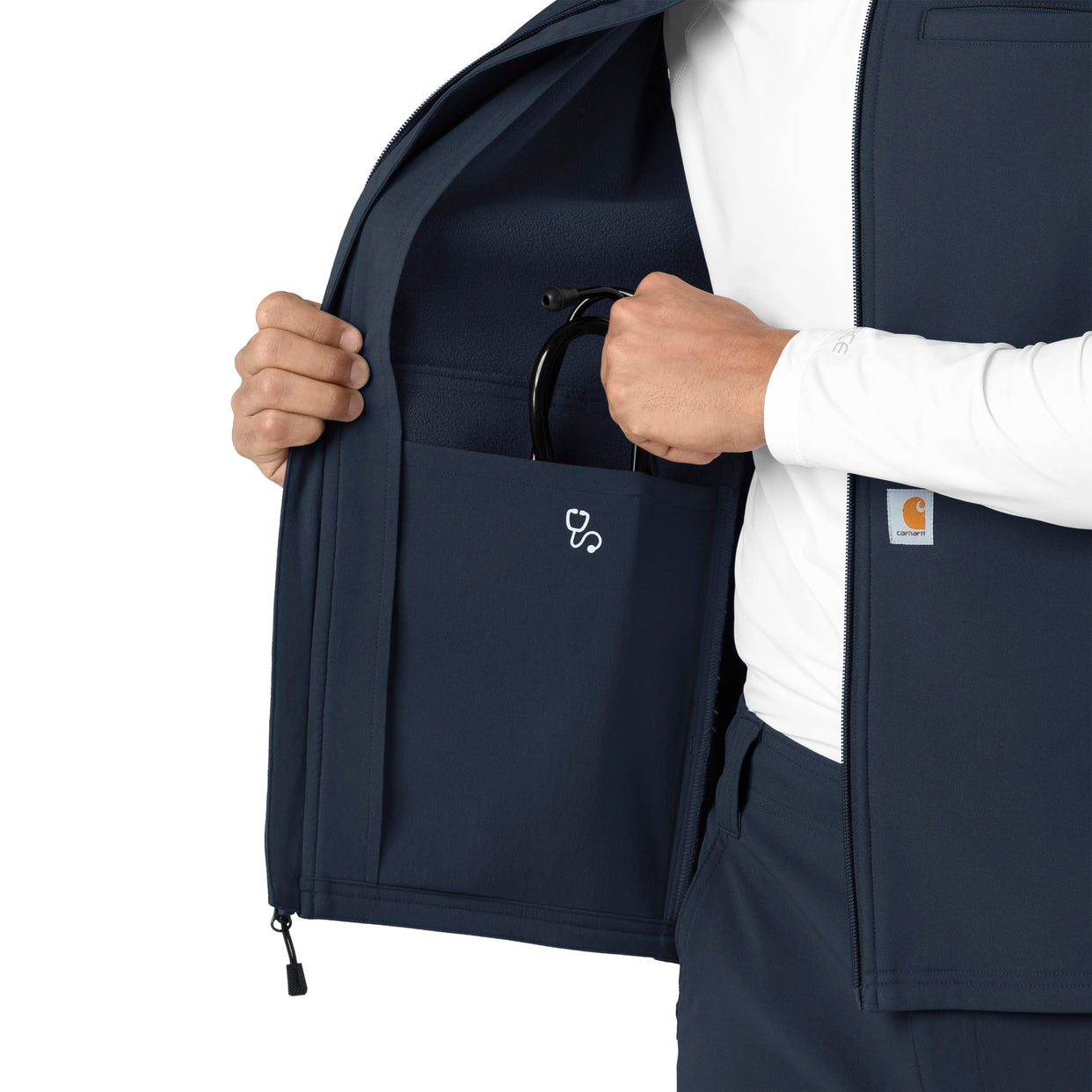 Rugged Flex Men's Bonded Fleece Vest Navy back detail