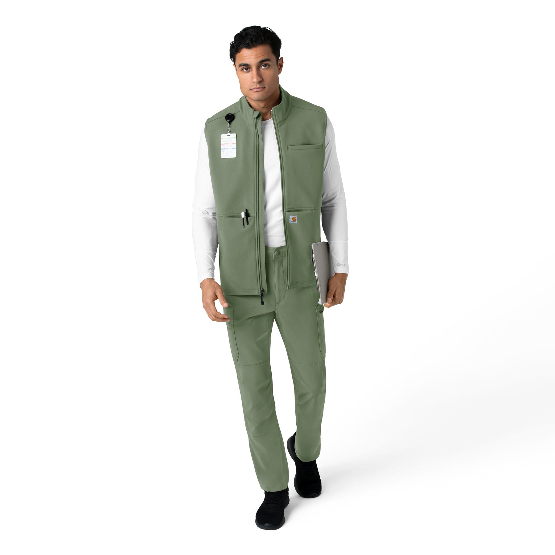 Rugged Flex Men's Bonded Fleece Vest Olive full scrub set