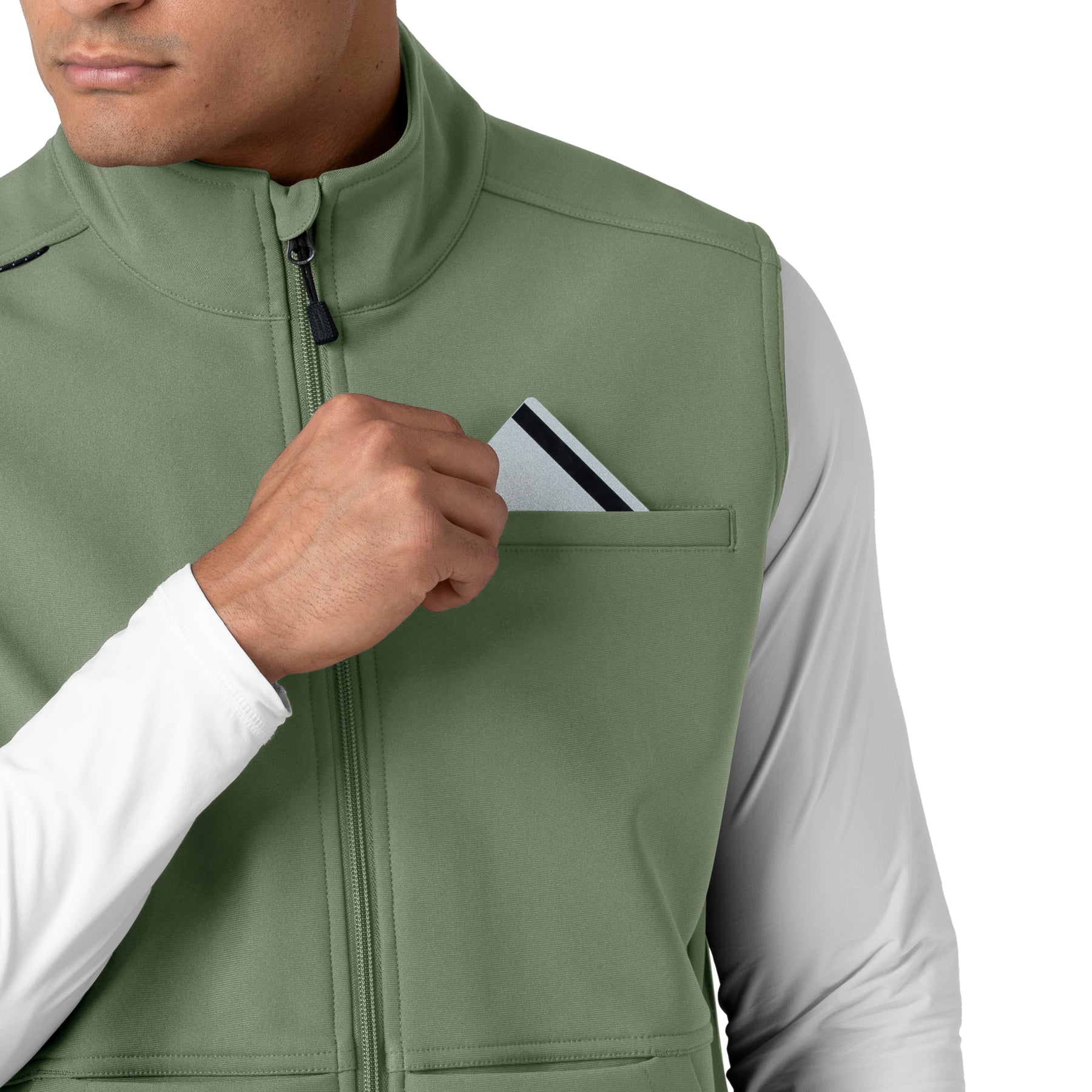 Rugged Flex Men's Bonded Fleece Vest Olive front detail