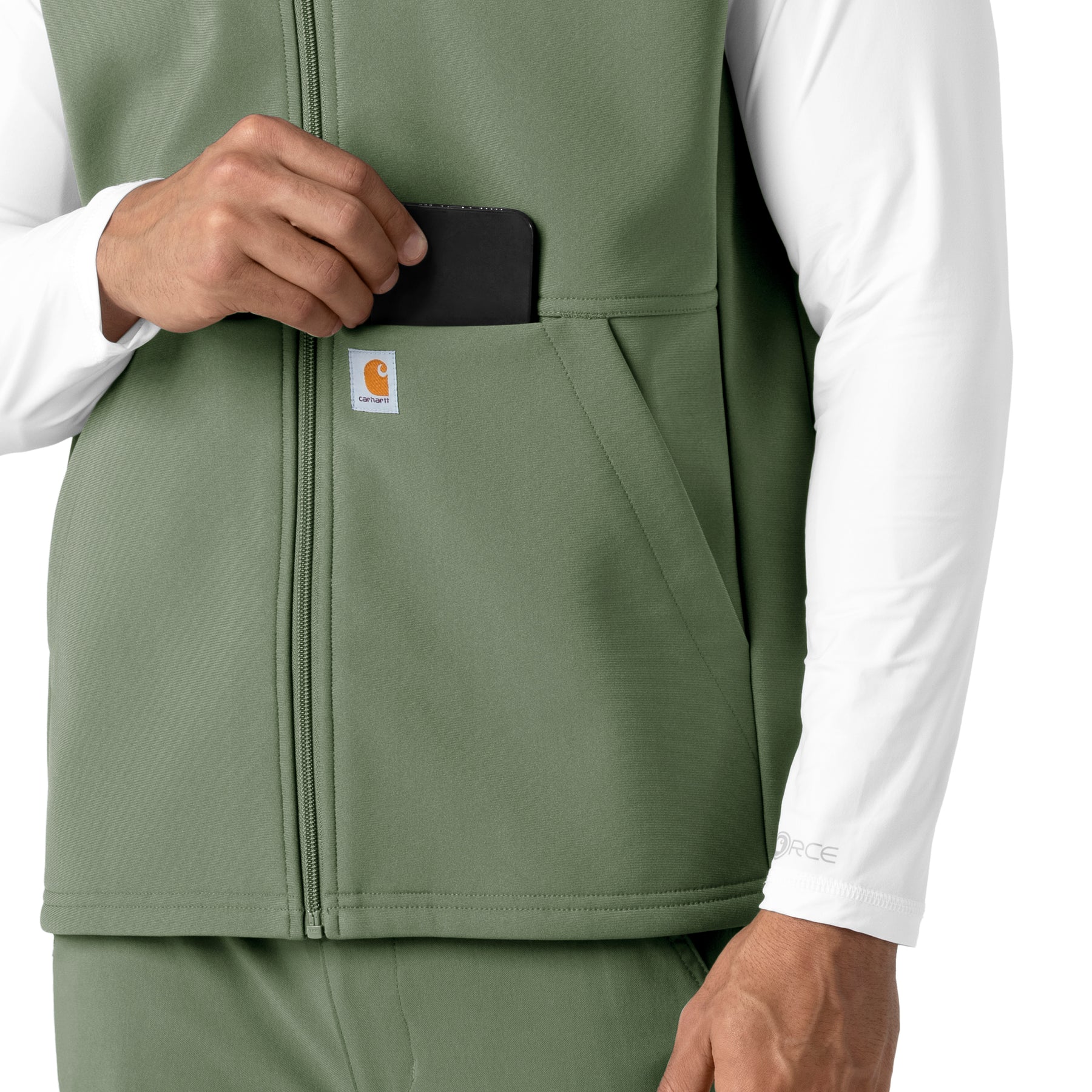 Rugged Flex Men's Bonded Fleece Vest Olive side detail 2