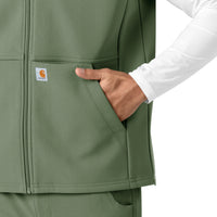 Rugged Flex Men's Bonded Fleece Vest Olive hemline detail