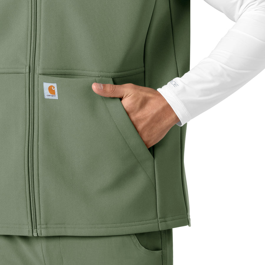 Rugged Flex Men's Bonded Fleece Vest Olive hemline detail