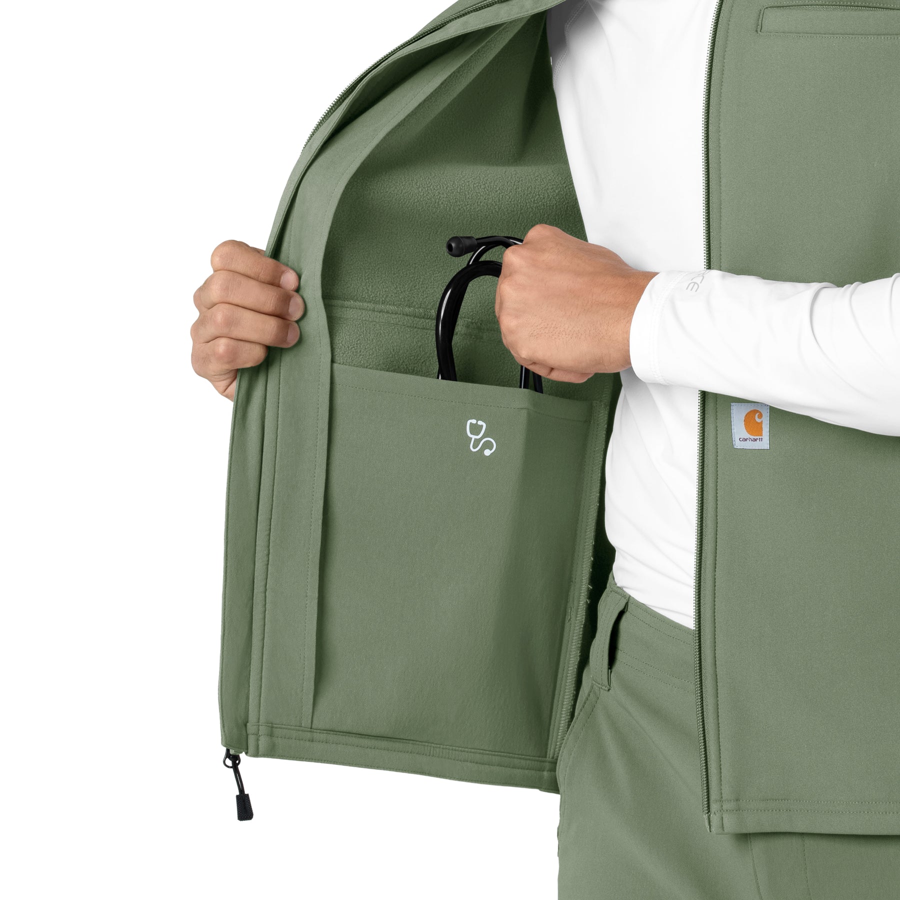 Rugged Flex Men's Bonded Fleece Vest Olive back detail