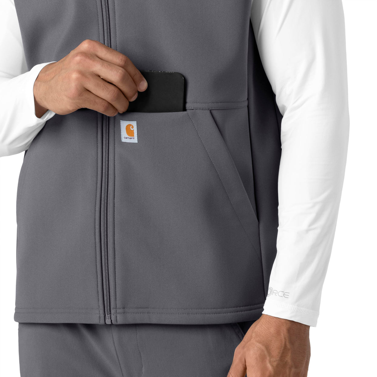 Rugged Flex Men's Bonded Fleece Vest Pewter side detail 2