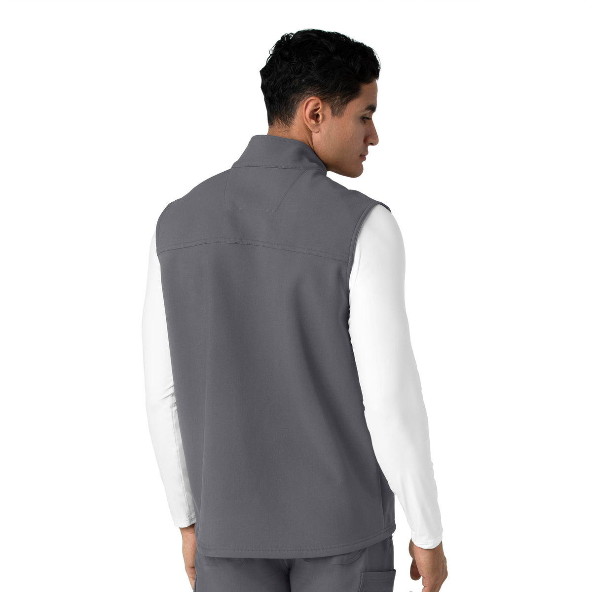 Rugged Flex Men's Bonded Fleece Vest Pewter back view