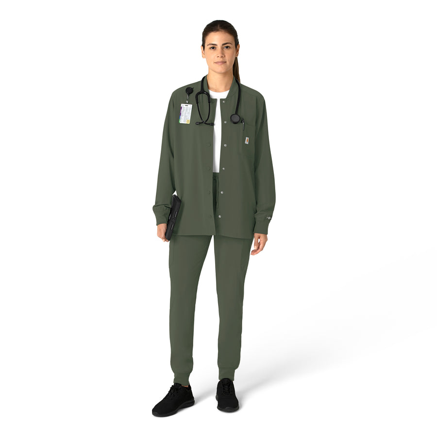 Force Cross-Flex Women's Shirt Jacket Olive full scrub set