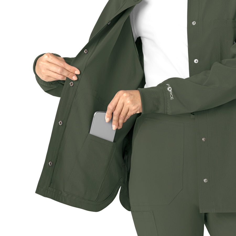 Force Cross-Flex Women's Shirt Jacket Olive hemline detail