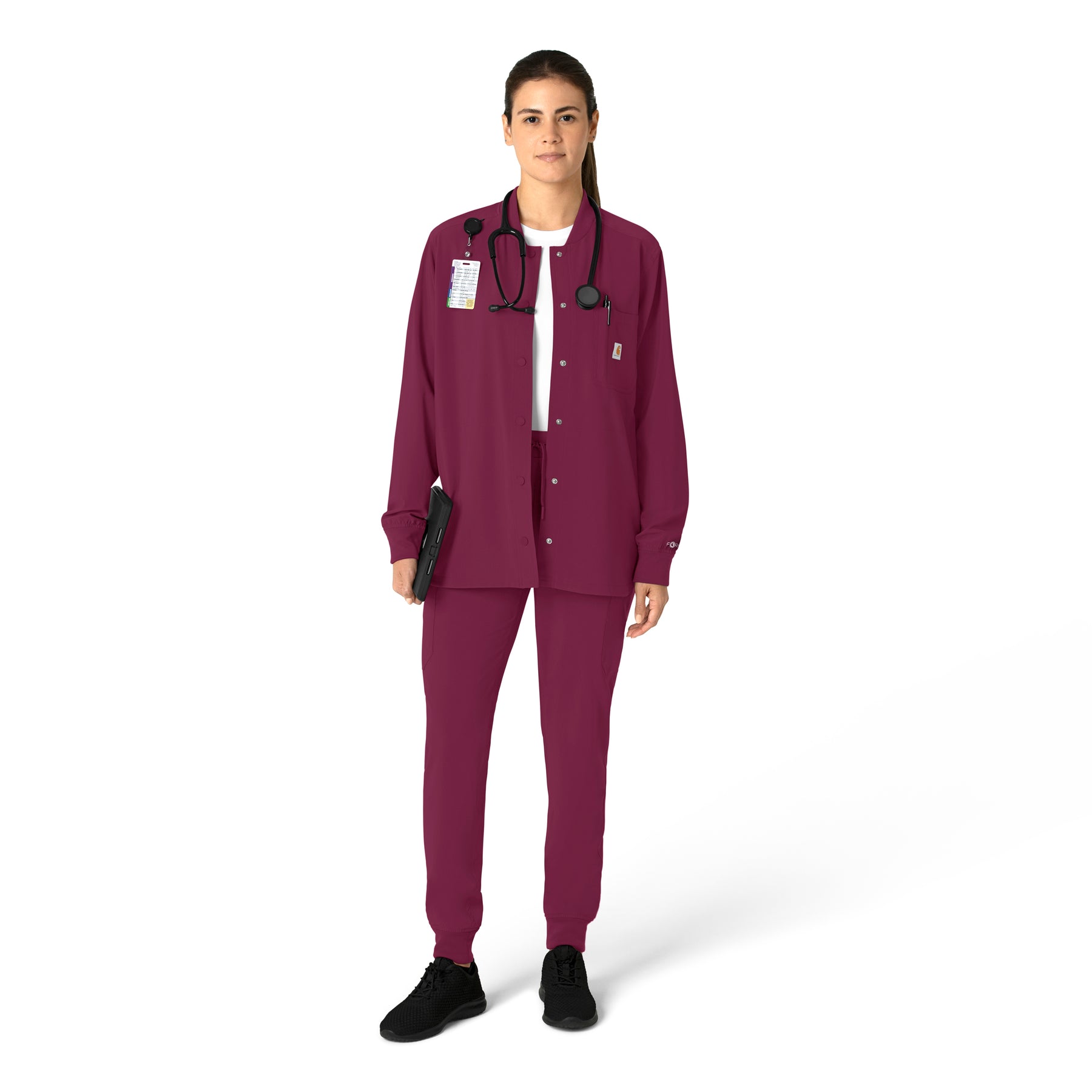 Force Cross-Flex Women's Shirt Jacket Wine full scrub set