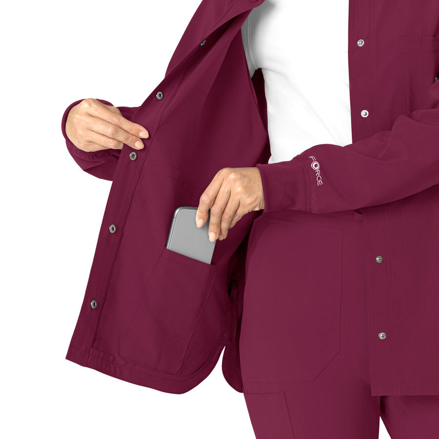 Force Cross-Flex Women's Shirt Jacket Wine hemline detail