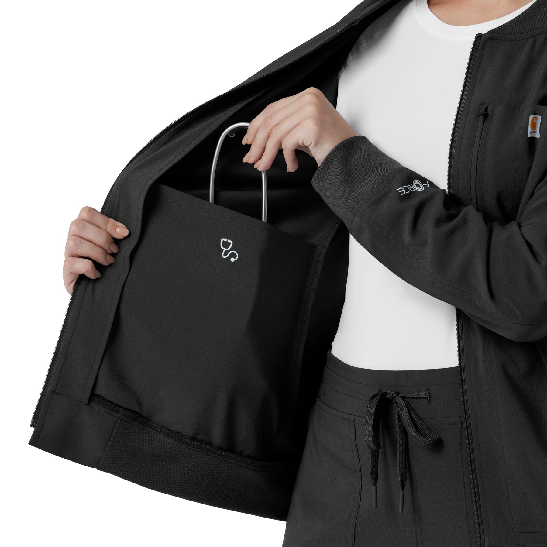 Carhartt Force Cross-Flex Women's Lightweight Scrub Jacket - Black
