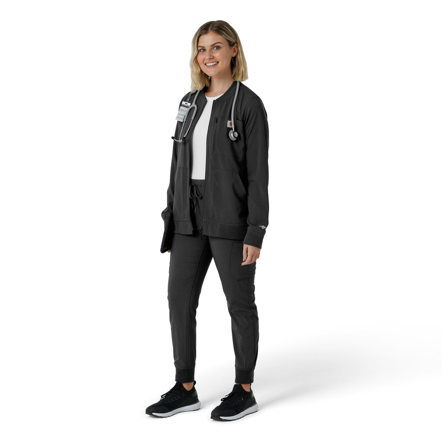 Force Cross-Flex Women's Lightweight Scrub Jacket Black full scrub set