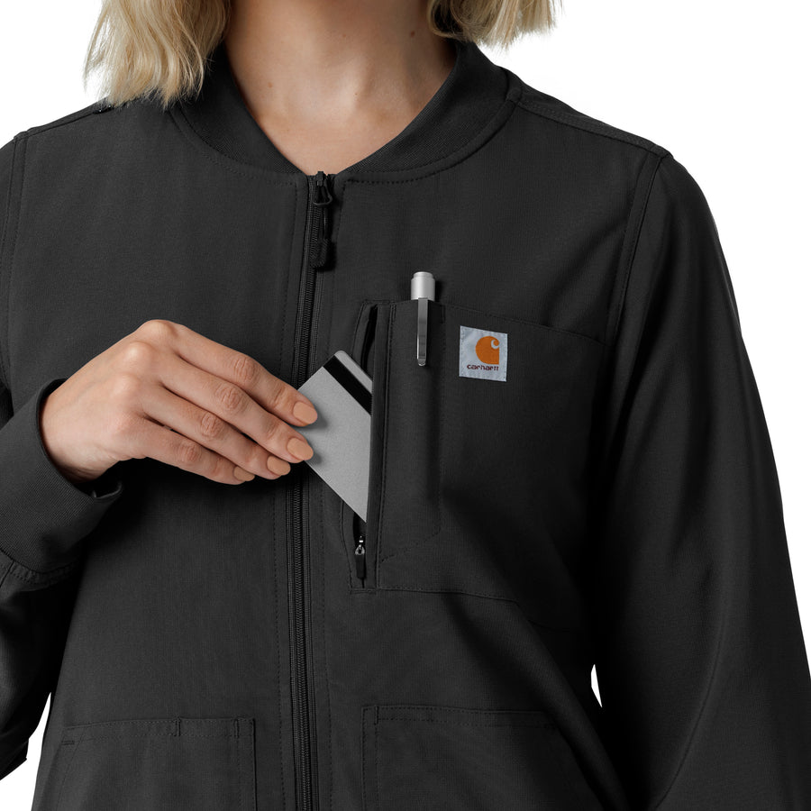 Force Cross-Flex Women's Lightweight Scrub Jacket Black side detail 2