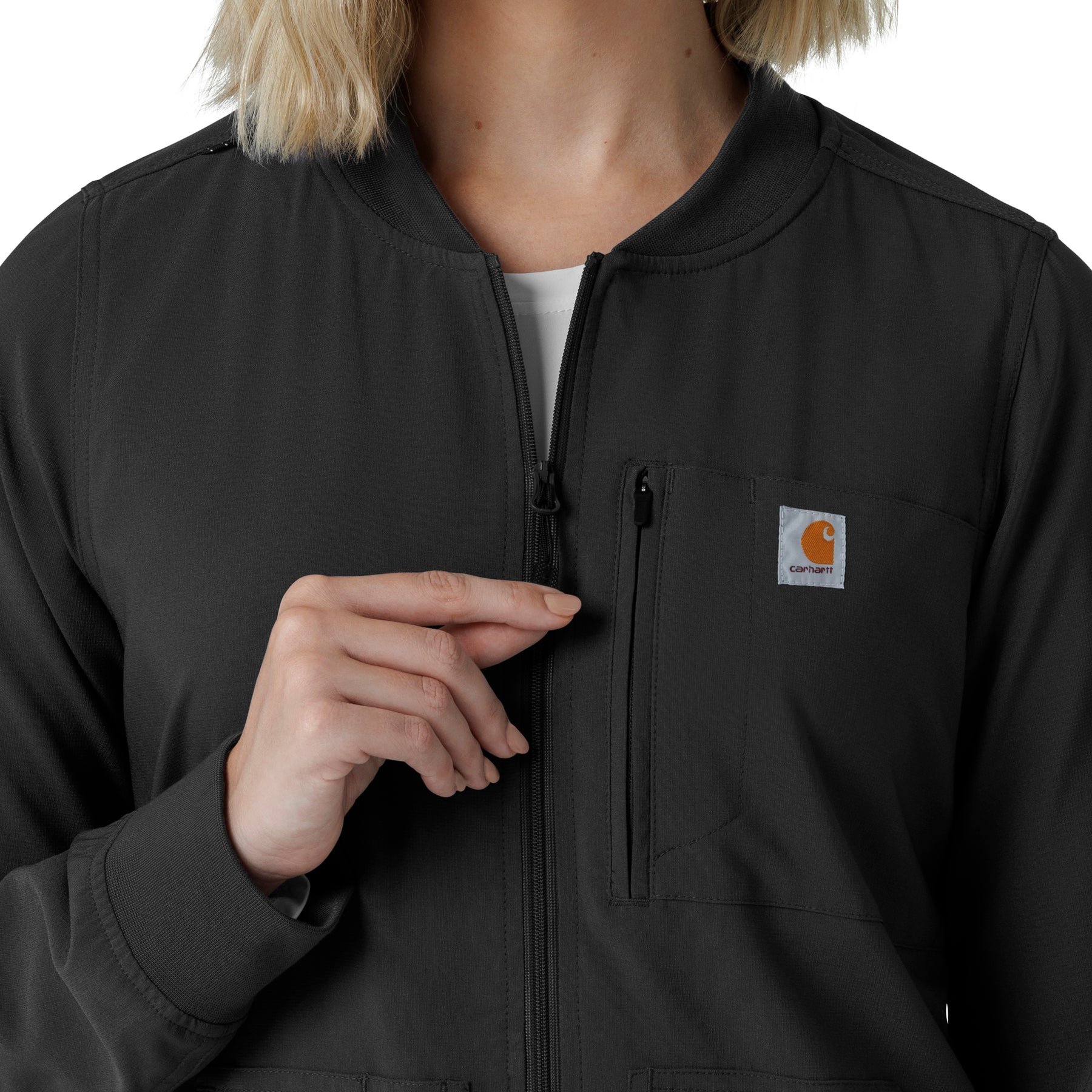 Force Cross-Flex Women's Lightweight Scrub Jacket Black hemline detail