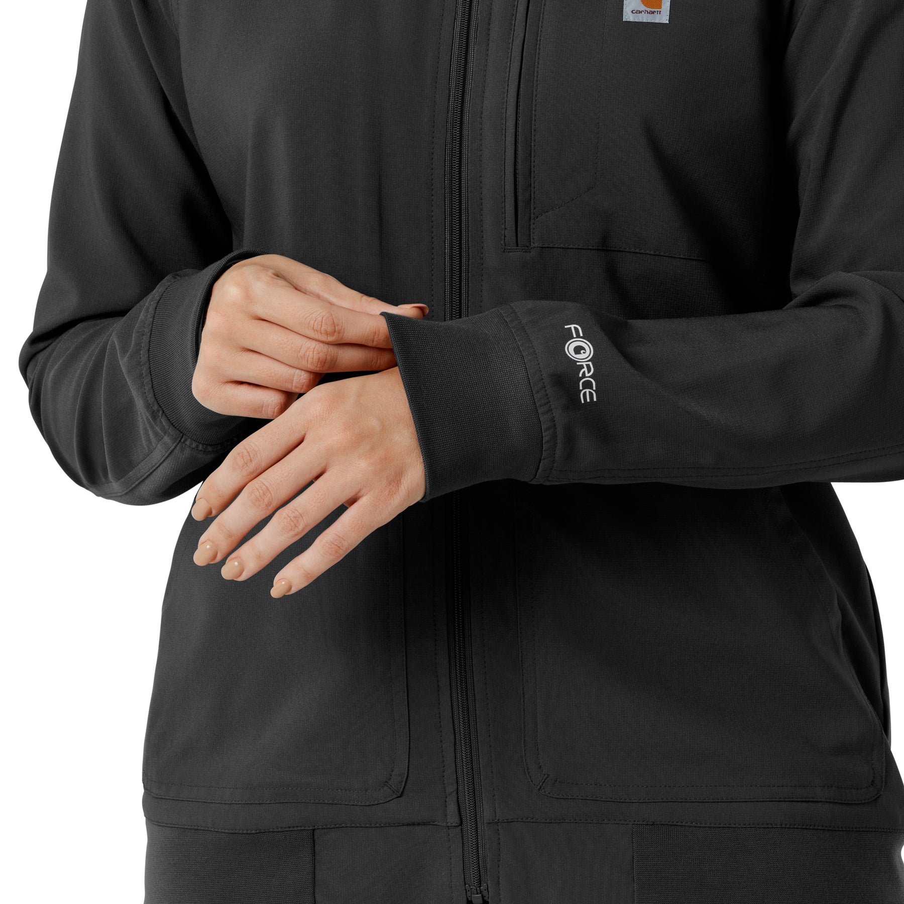 Force Cross-Flex Women's Lightweight Scrub Jacket Black back detail