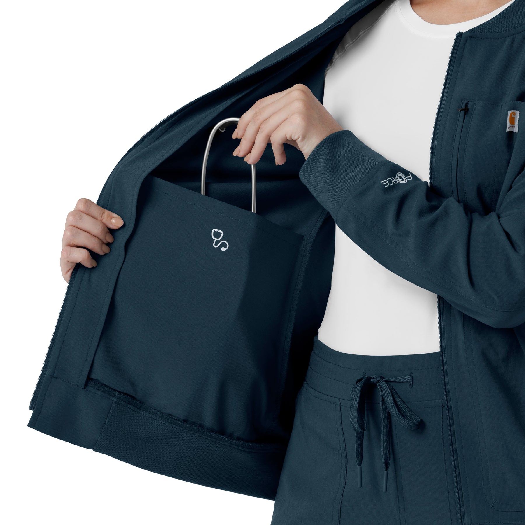 Carhartt Force Cross-Flex Women's Lightweight Scrub Jacket - Navy