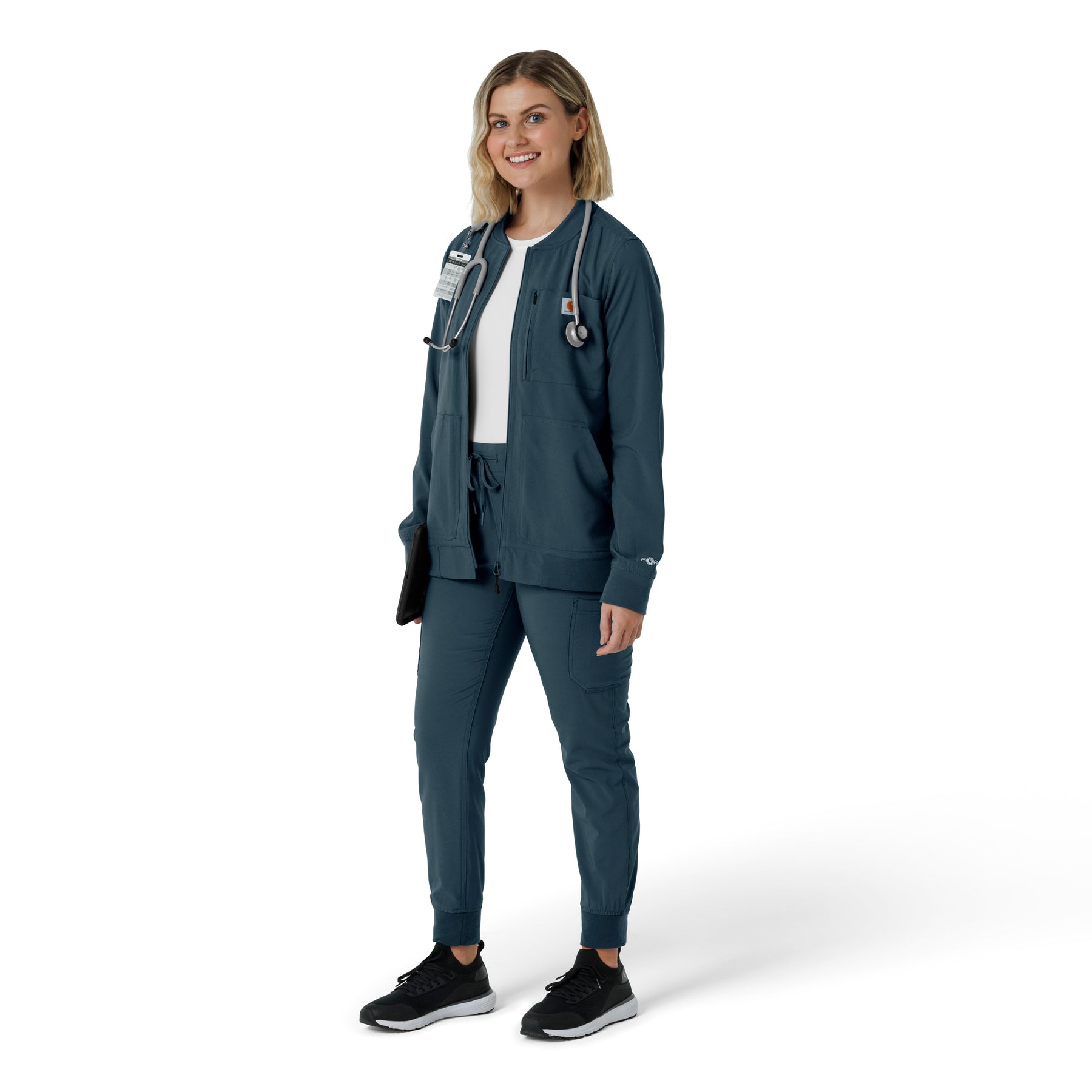 Force Cross-Flex Women's Lightweight Scrub Jacket Navy full scrub set