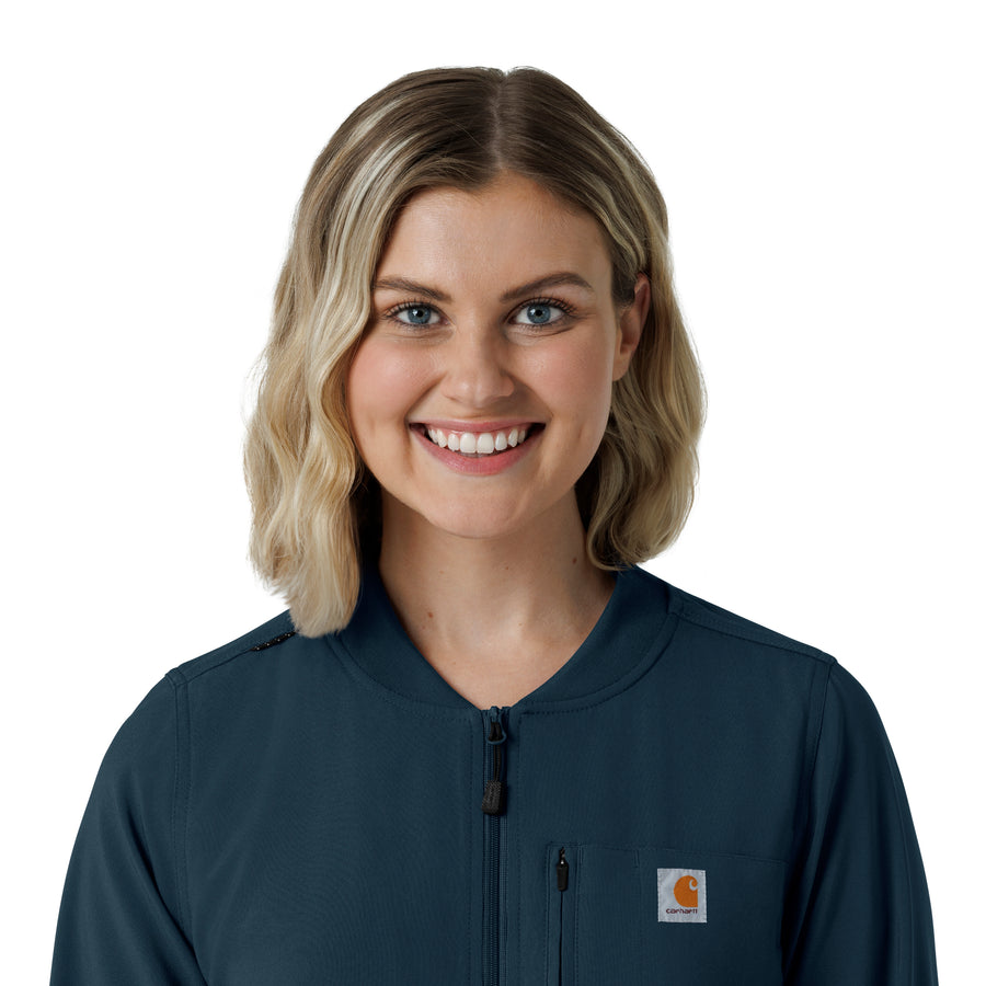 Force Cross-Flex Women's Lightweight Scrub Jacket Navy front detail