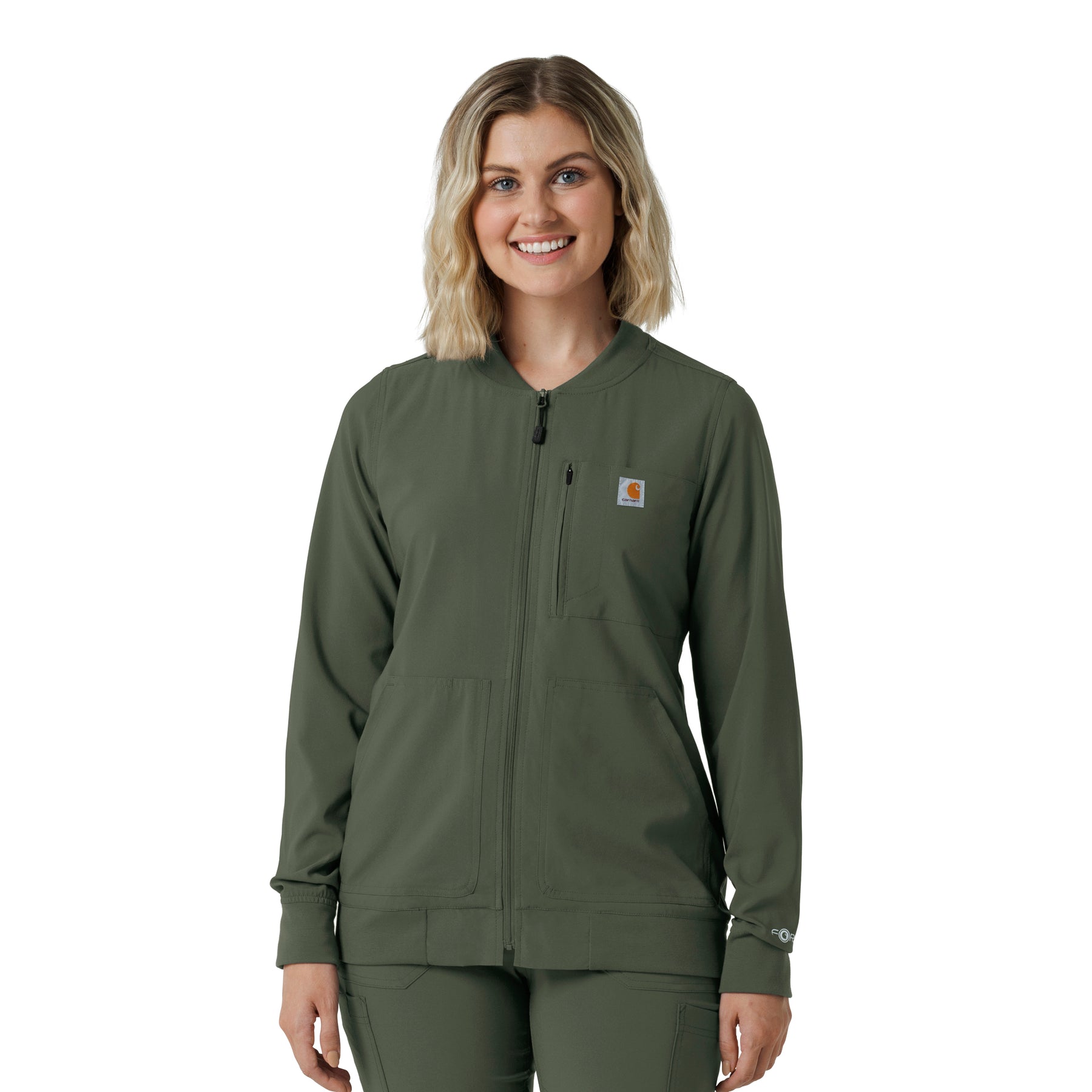 Force Cross-Flex Women's Lightweight Scrub Jacket Olive