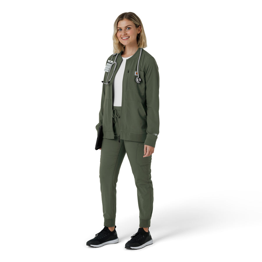 Force Cross-Flex Women's Lightweight Scrub Jacket Olive full scrub set