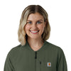 Force Cross-Flex Women's Lightweight Scrub Jacket Olive front detail