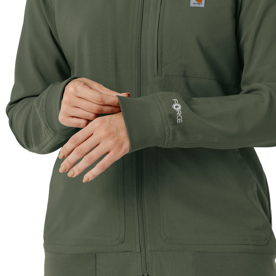 Force Cross-Flex Women's Lightweight Scrub Jacket Olive back detail
