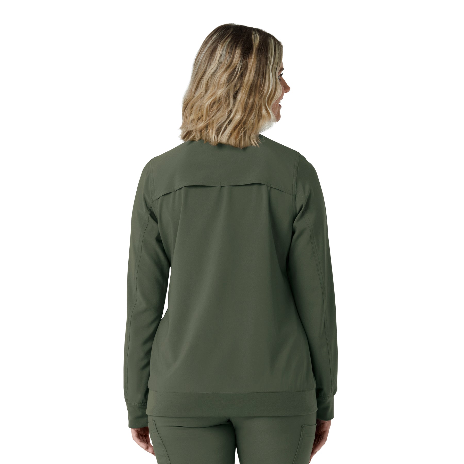 Force Cross-Flex Women's Lightweight Scrub Jacket Olive back view
