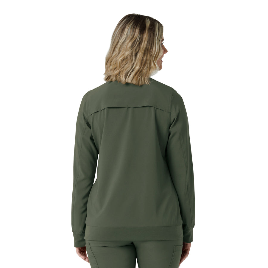 Force Cross-Flex Women's Lightweight Scrub Jacket Olive back view