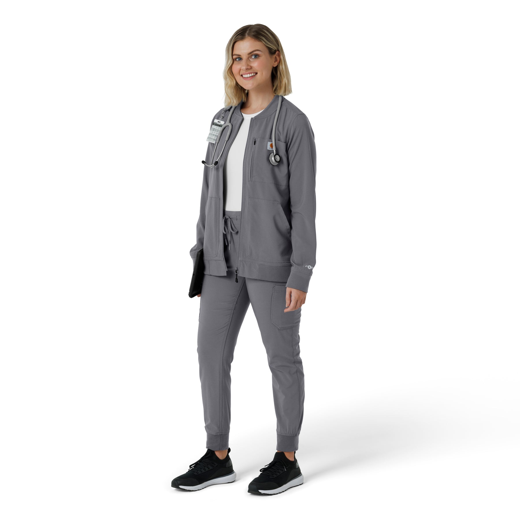 Force Cross-Flex Women's Lightweight Scrub Jacket Pewter full scrub set