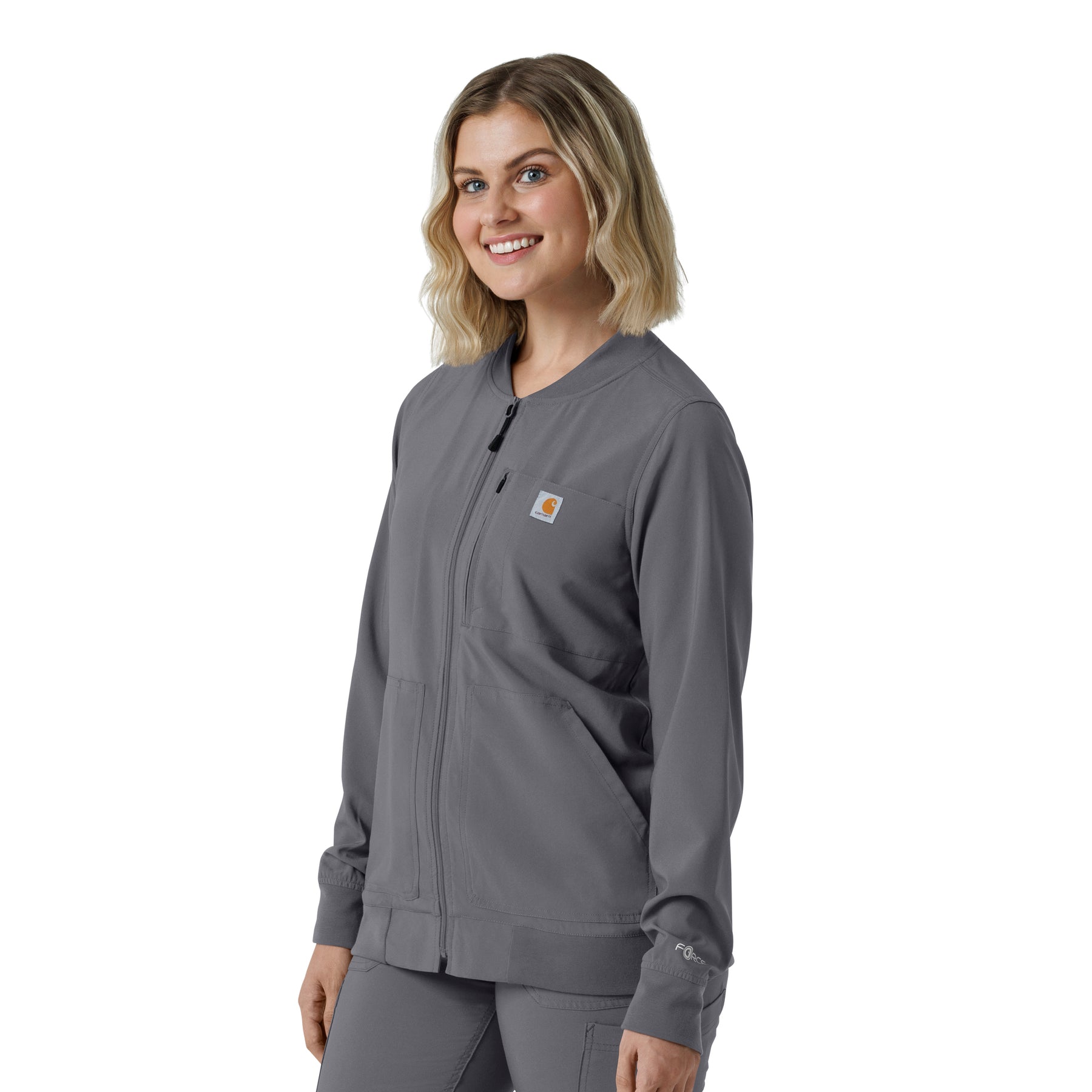 Force Cross-Flex Women's Lightweight Scrub Jacket Pewter side view