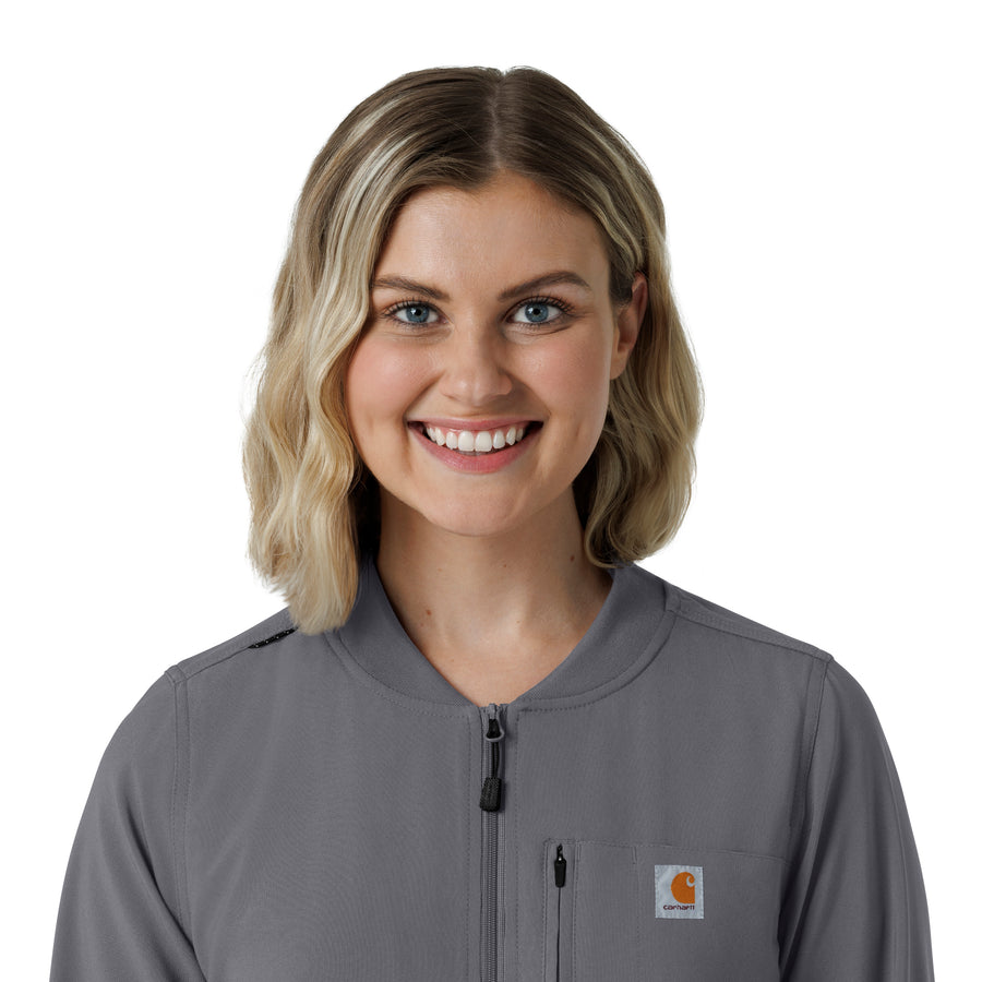 Force Cross-Flex Women's Lightweight Scrub Jacket Pewter front detail